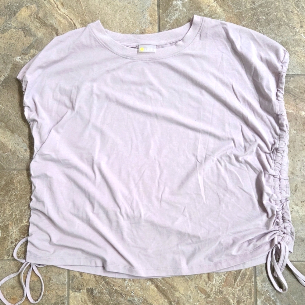 Zella‎ Lavender Ruched T-Shirt with Short Sleeves
